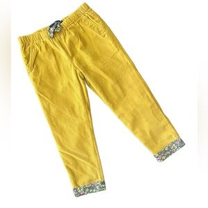 Mini Boden Mustard Yellow Corduroy’s with Floral Trim 5Y